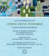 Sky Blue Abstract Top Bar Mitzvah Invitation